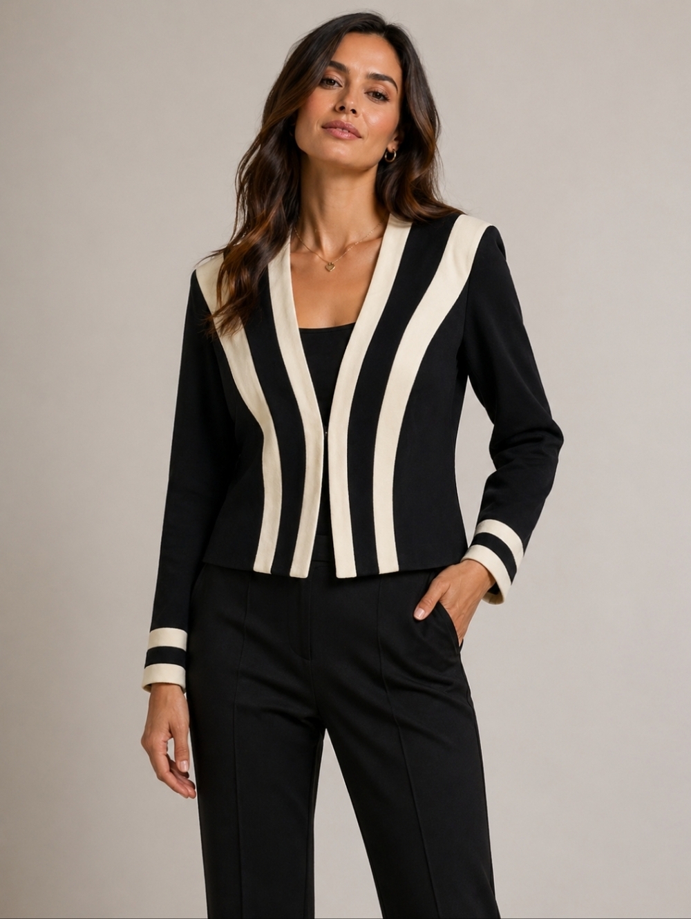 Joseph Ribkoff Elegant Black & White Blazer
